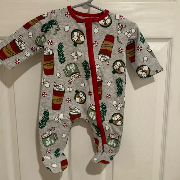 Mud Pie Infant Christmas Peppermint Cocoa Sleeper 0-3 Months, Winter Sleeper - Picture 3 of 14
